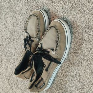 Vans Boat/Deck Shoes, Women's 6, Olive/White